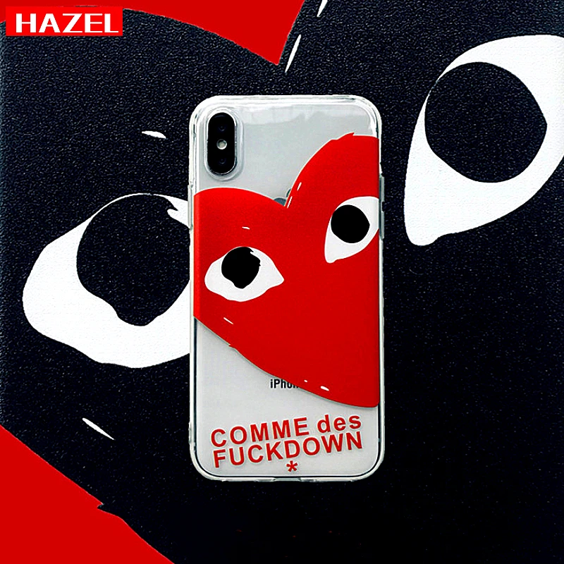 

Hot Japan tide brand CDG PLAY case for iphone 6 6S 7plus 8 8plus X 10 XR XS Max Transparent eyes trend Loving phone cover Coque