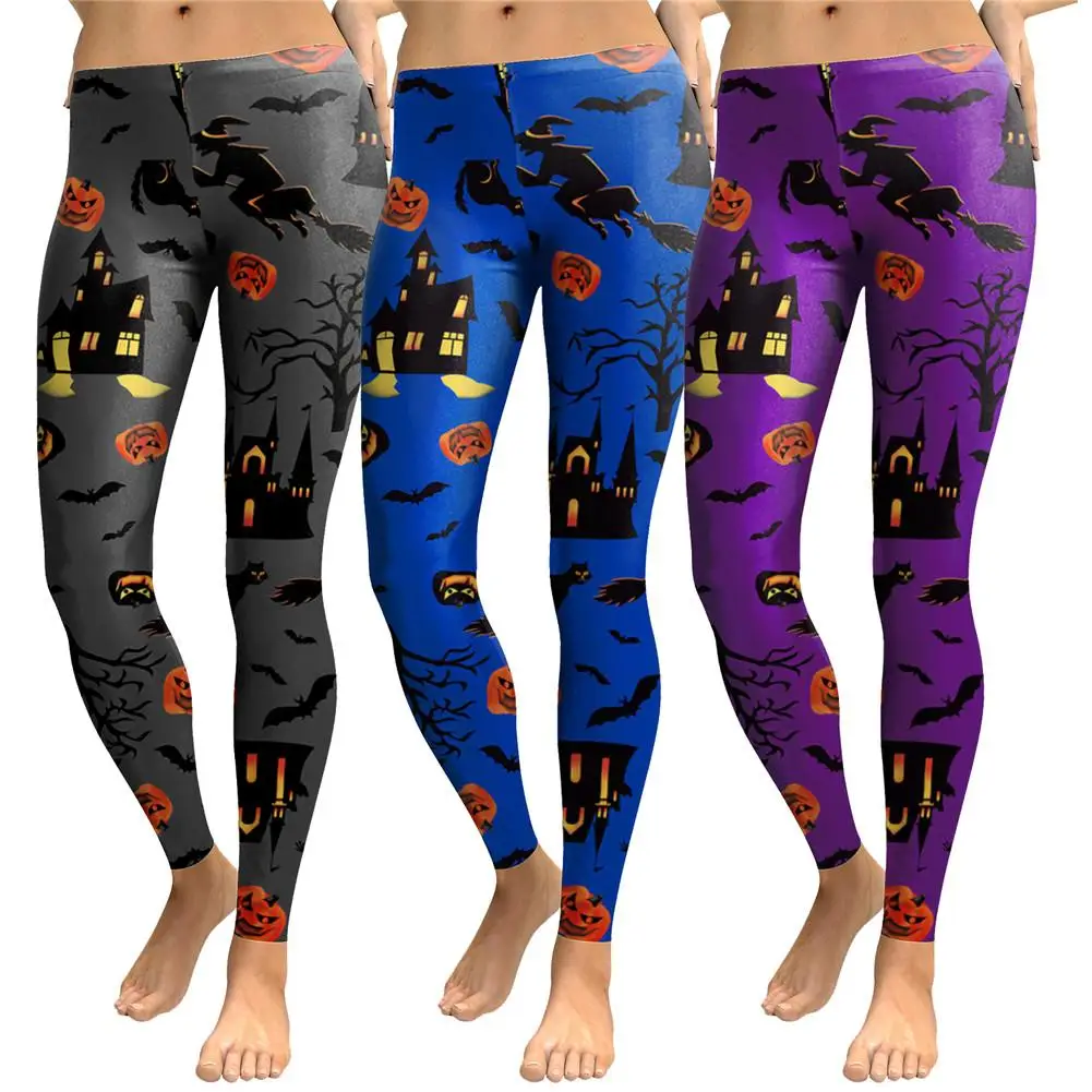 

Women's Halloween Pumpkin Light Print Yoga Leggings Trousers Yoga Pants Moisture-Absorbing Waist Hip Lifting Slim Pants