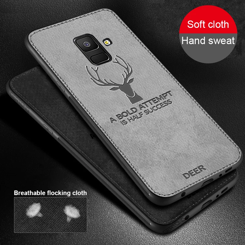 Deer Cloth Texture Phone Case For Samsung Galaxy A8 A6 J4 J6 Plus 2018 J5 J7 J3 2017 Note 9 8 S8 S9 S10 Plus S10e Business Cover