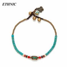 Летний стиль винтаж зеленый богемский бисер цепочка ножные браслеты для женщин ручной работы Пляж мода лодыжки браслет цепочка на ногу ювелирные изделия