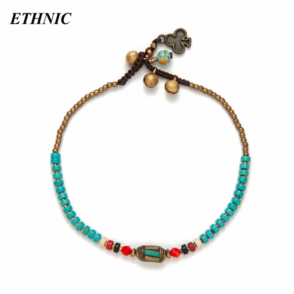 

Summer Style Vintage Green Bohemian Beads Chain Anklets for Women Handmade Beach Fashion Ankle Bracelet Chain On Foot Jewelry