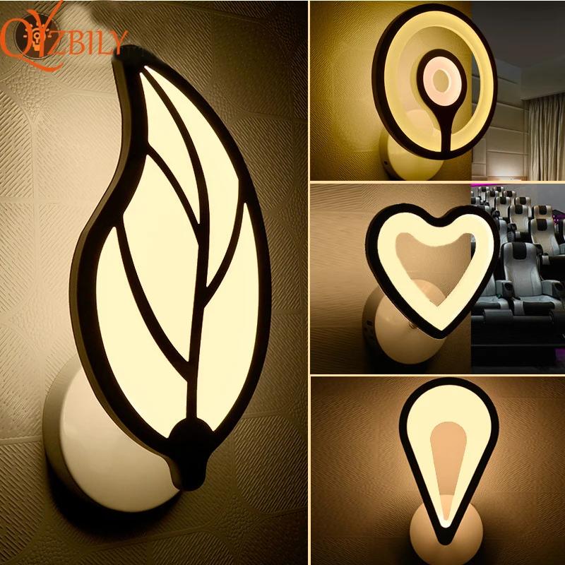 Wall Light leaf Heart raindrop LED Acrylic modern lamp Living Room lights lovely livingroom Plexiglass wall art home deco | Лампы и