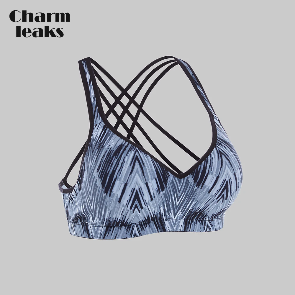 Charmleaks Women Sports Bra Med Impact Support Backcross Yoga Bra Running Workout Bra Underwear Fitness Sports Top