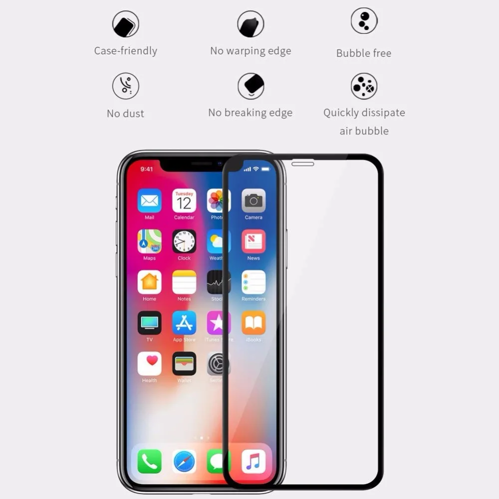 Закаленное стекло 9 H для iPhone Xs Max Xr X 6 6 S 7 8 Plus полное покрытие протектор экрана для iPhone Xr Xs Max X 6 6 S 7 Plus