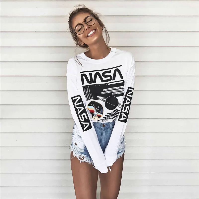 

Women Spring Autumn T-Shirts Solid Color O-Neck Long Sleeve Knitted Top Pattern Latter Printed Top Streetwear Slim Fit Clothes