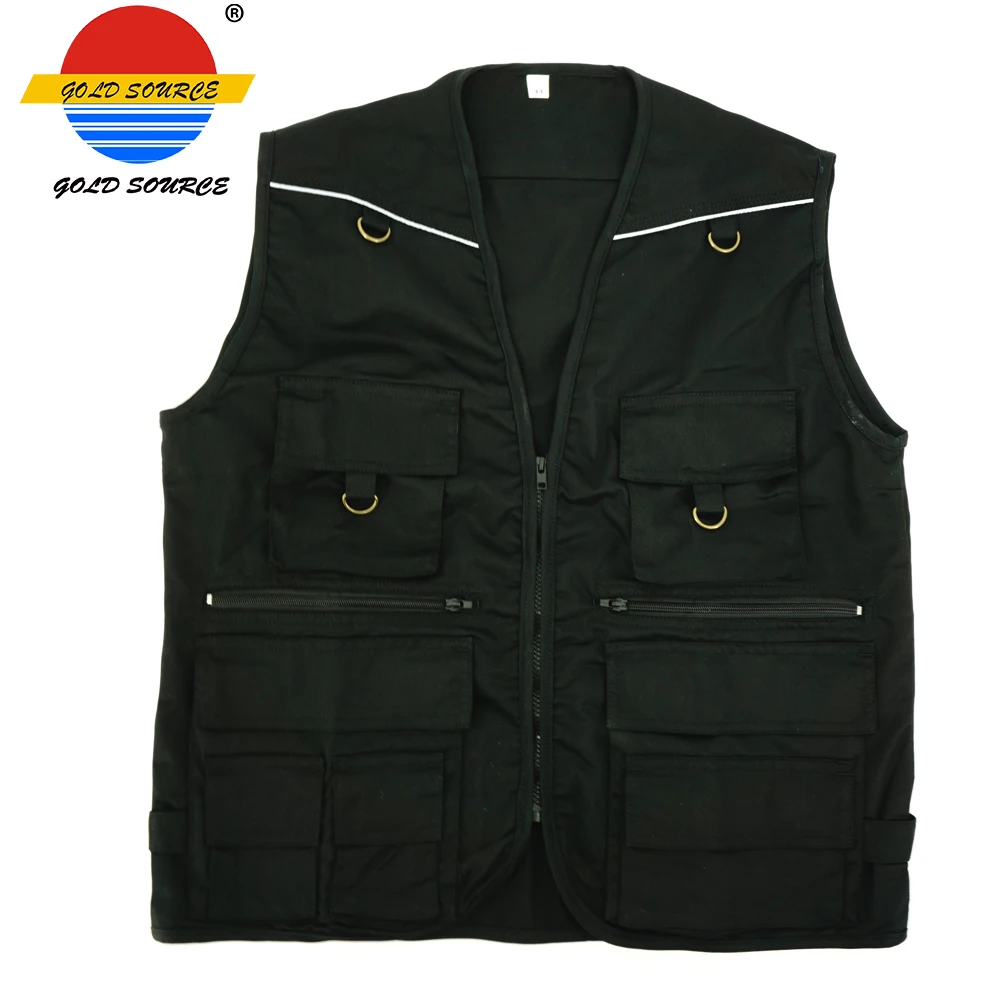 

On Sales Cheap Multi Functional Pockets Mens Black Work Wear Waistcoat
