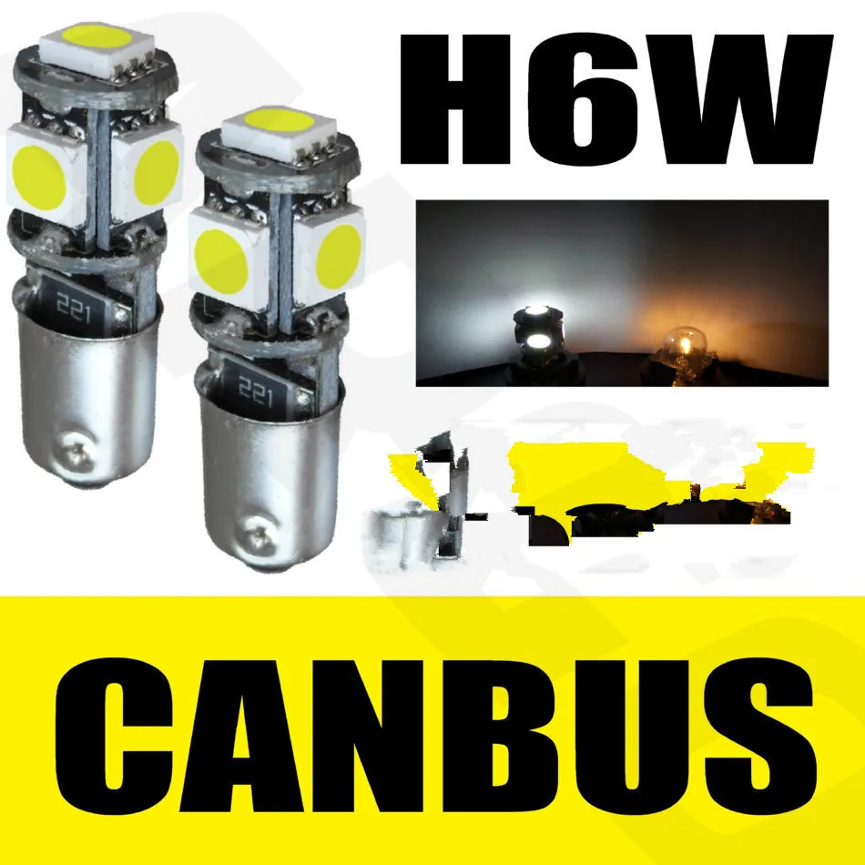 

4Pcs/Lot BAX9s H6W 434 CANBUS ERROR FREE WHITE 5 LED SIDELIGHT BULBS/No Error Parking Light