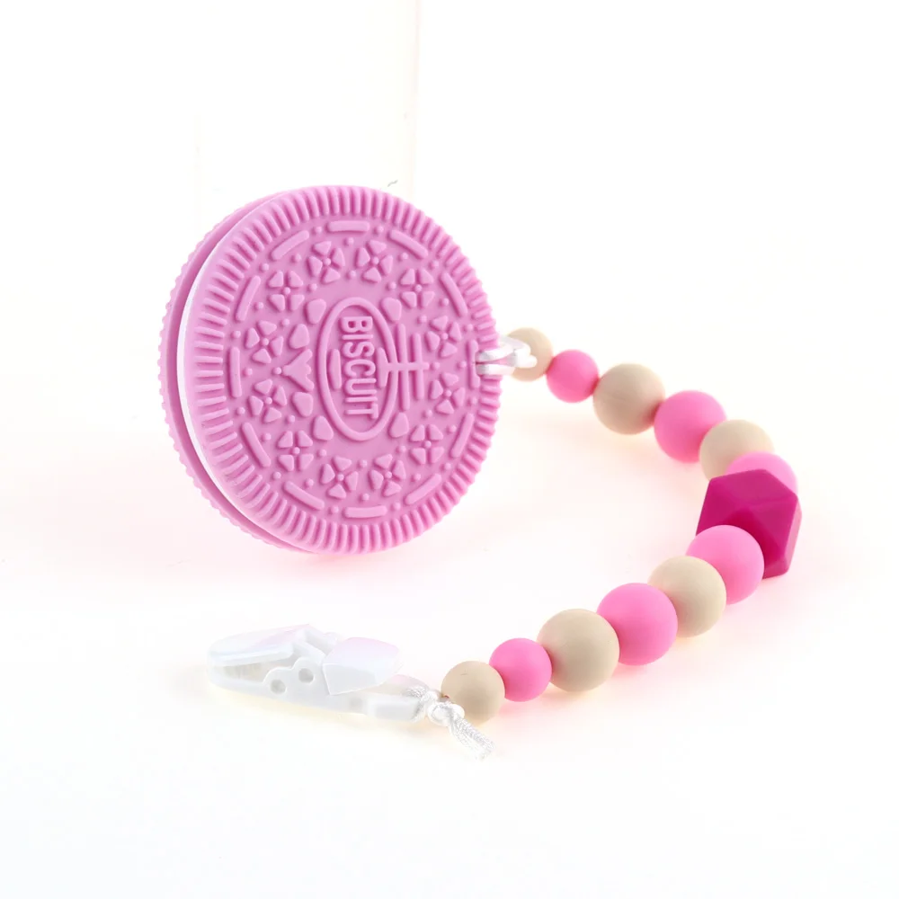 Персонализированные детские игрушки для прорезывания зубов силиконовый Прорезыватель для зубов из бусин с держателем для соски Bpa бесплатно Прорезыватель зубов силиконовый подарок для новорожденного - Цвет: B