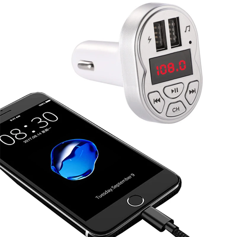 

2019 new A2 FM transmitter car Bluetooth MP3 player 2.1A dual port car charger Auto Accessories Bluetooth hands-free calling