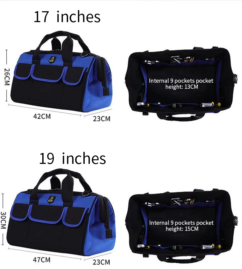 Сумка для инструментов 14 дюймов 17 дюймов 19 дюймов ткань Оксфорд сумка Топ широкий рот электромонтерские сумки сантехник ремонт сумка на