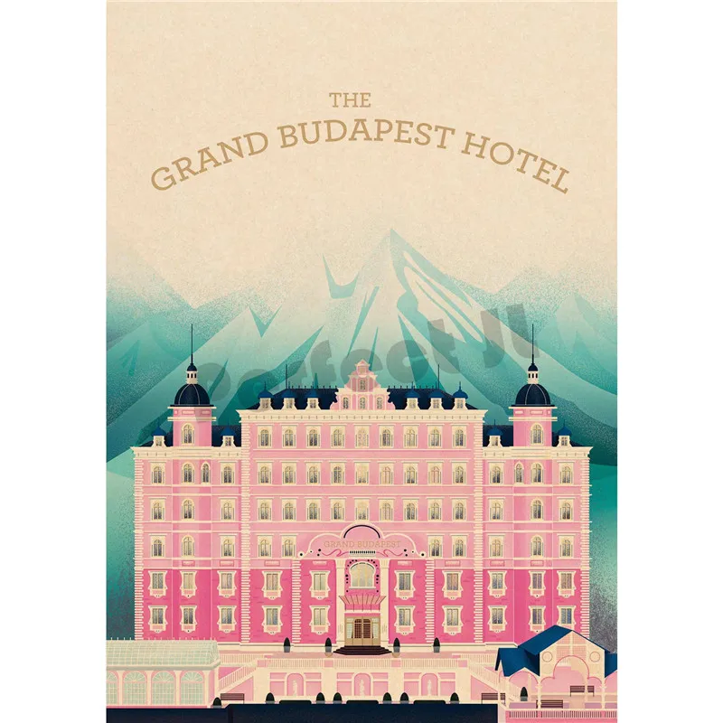 Grand Budapest домашний интерьер отеля украшения Крафт Фильм плакат рисунок core наклейки на стену - Цвет: Белый