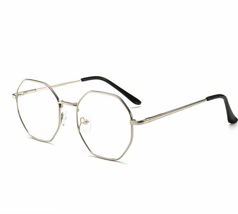 Men Vintage Anti Blue light Glasses Frame Round Women Lens Myopia Optical Mirror Simple Metal Anti-blue Clear Eyewear Frames - Цвет оправы: Серебристый