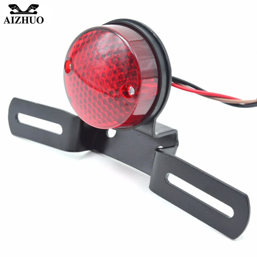 Motorcycle Assembly Round Rear license Brake Tail lights Lamps for