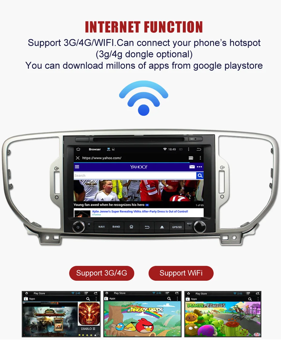 Perfect KANOR Android 9.0 Octa Core 4+32g Car DVD Player for KIA Sportage 2016 car radio audio video player 2 din gps navigation 7