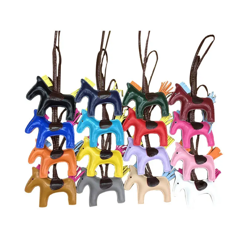 QCOOLJLY Famous Luxury Handmade PU Leather Horse Keychain Animal Key Chain Women Bag Charm Pendant Accessories QCOOLJLY Famous Luxury Handmade PU Leather Horse Keychain Animal Key Chain Women Bag Charm Pendant Accessories