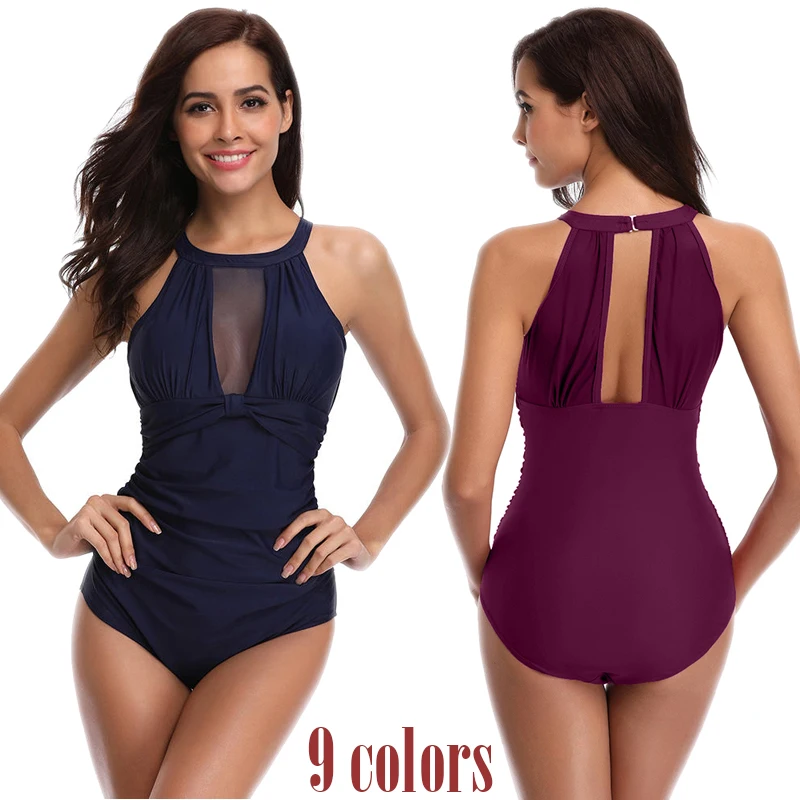 

Sexy Mesh Swimsuit One Piece Swimwear Women Plus Size Bathing Suit Push Up Monokini 2019 Dot Bather Female Beach Swimming Suits