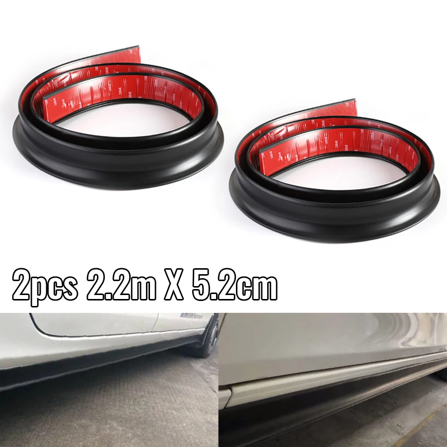 

2Pcs Car Body Side Skirts Strip Rubber Anti-collision Scratch-resistant Protective Strip Bumper Decorative 2.2M Widened