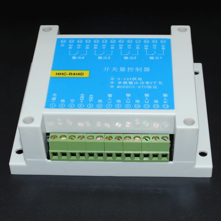 MODBUS RTU Protocol 4 Input and Output Control Relay Module RS485 Switch Input and Output PLC Module