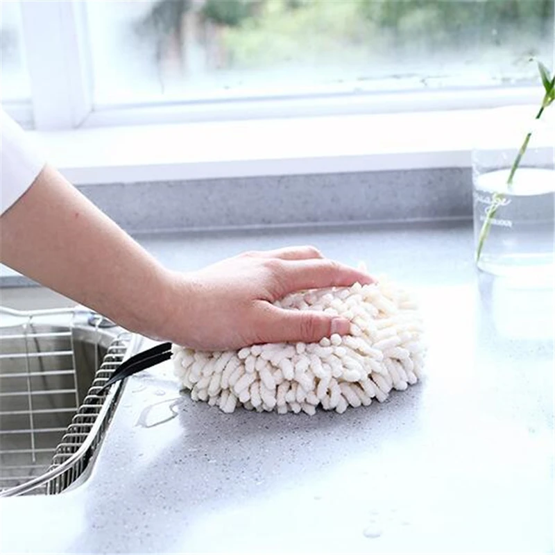 

Quick Dry Hanging Towel New Hand Towel Drying Bathroom Ball Thick Practical Chenille Home Washroom Water Absorption Kitchen