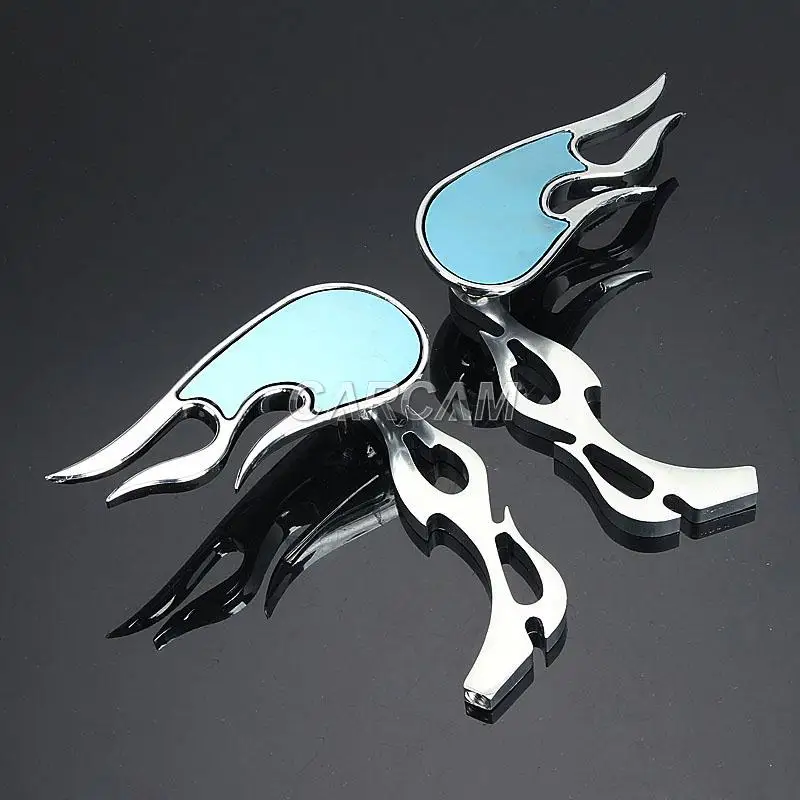 

UNIVERSAL CHROME MOTORCYCLE CRUISER CHOPPER FLAME REARVIEW MINI MIRRORS 8MM 10MM