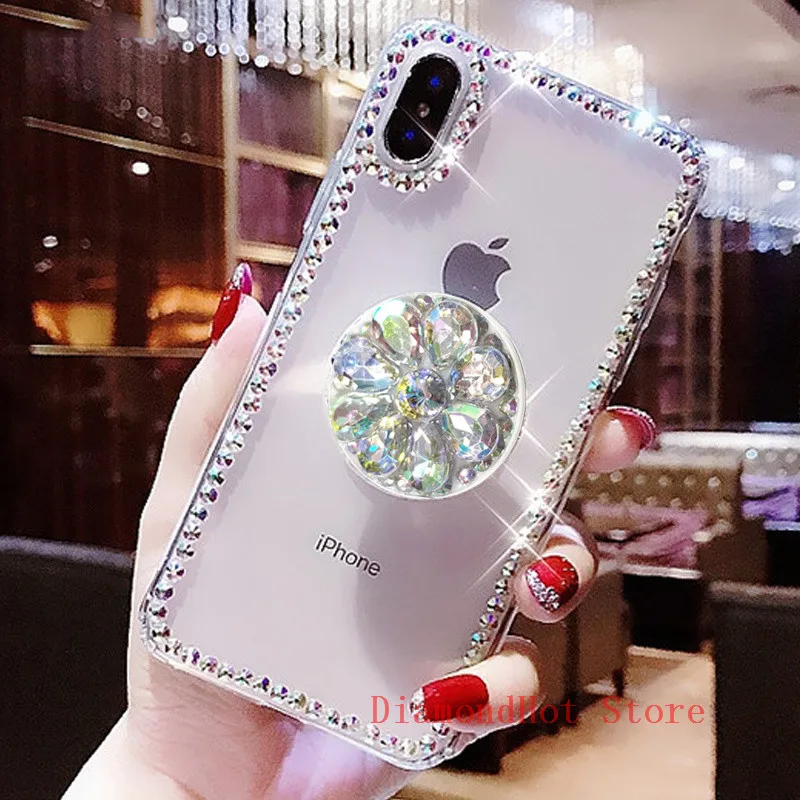 

Bling Clear Phone Case For Huawei Y6 Y7 Pro Y9 P smat plus 2019 Y5 Y6 Y7 Prime Y9 2018 V10 V20 Transparent Stander Holder Cover