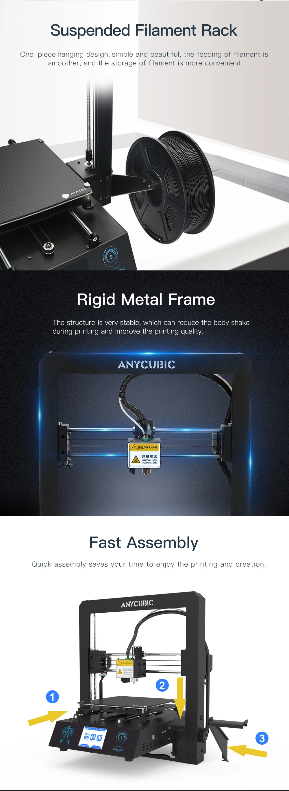 Anycubic 3d принтер обновления мега-с 3d печати наборы размера плюс металлический сенсорный экран 3d принтер Мега S 3D Друкер Impresora 3d