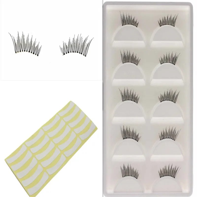 

5Pairs Lady's Half False Eyelashes Beauty Makeup Tool Eyelash Extensions+100 Pairs Eyelash Extension Tools Medical Tape