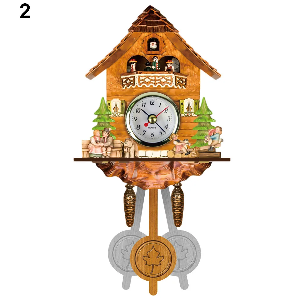 Reloj de pared de cuco de madera antiguo pájaro campana de tiempo oscilante reloj despertador decoración para el hogar GQ999