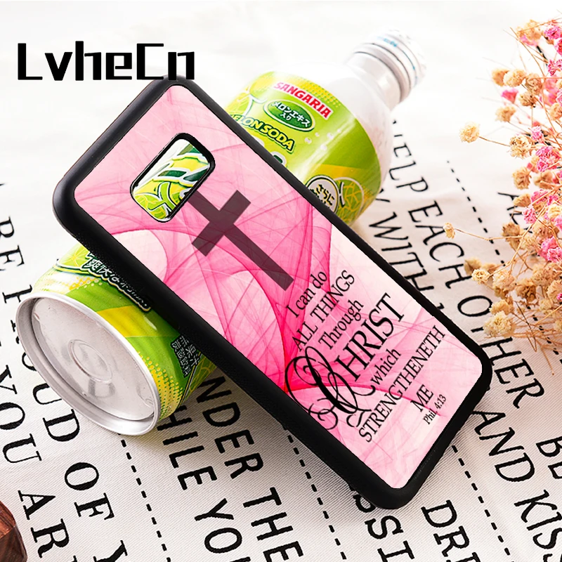 

LvheCn s3 s4 s5 Note 3 4 5 7 8 phone cover cases for Samsung Galaxy s6 s7 s8 s9 edge plus Cross Christian Faith Vesre Pattern