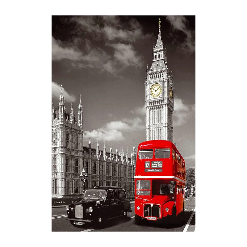 5d diy diamond embroidery Red London bus cityscape diamond painting Cross Stitch full drill Rhinestone mosaic decor