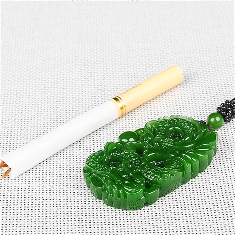 Natural Hand Carved Certificate Jade Dragon Necklace For Men Women Gift Pendant With Box