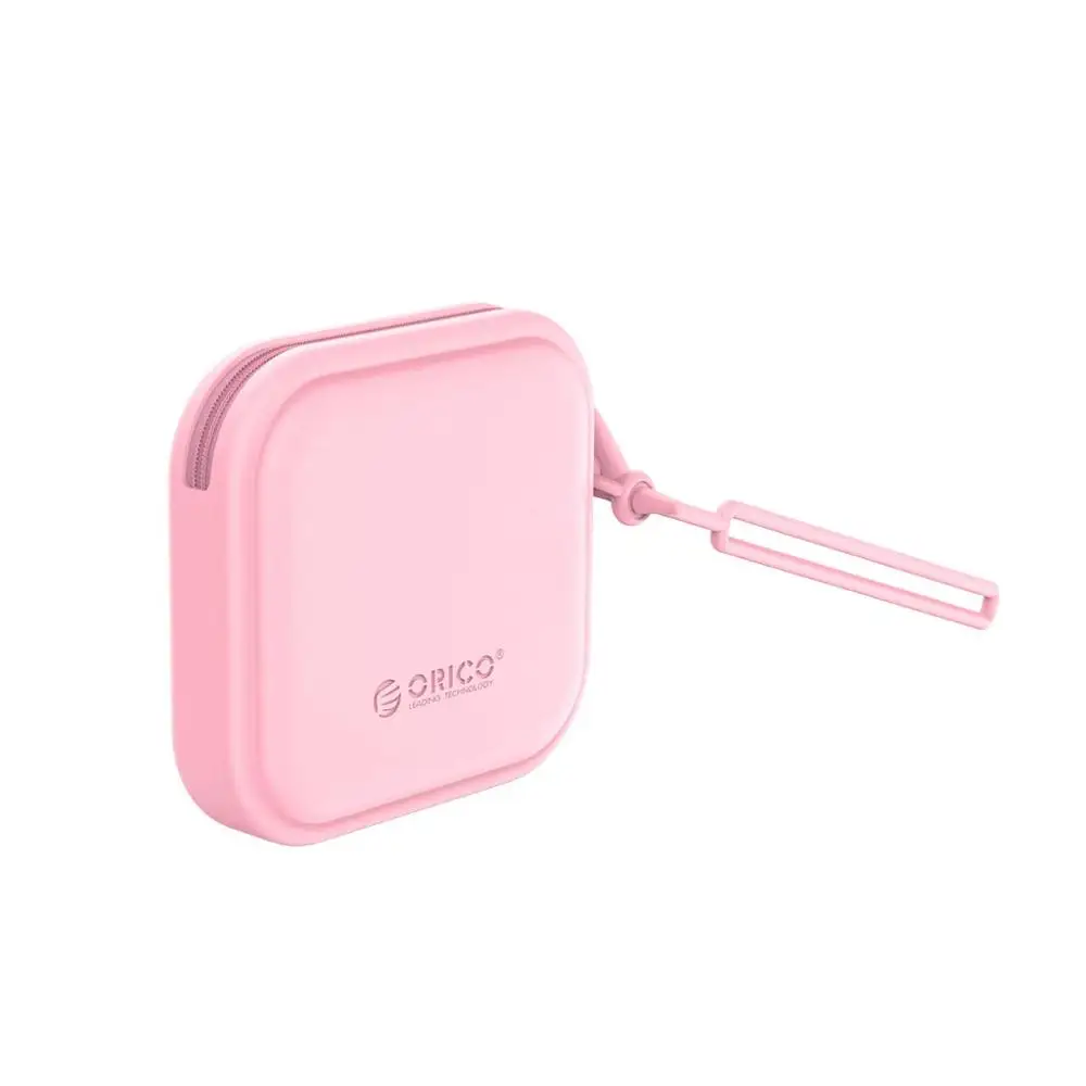 ORICO, силиконовая сумка для наушников, карамельный цвет, чехол для наушников, переносные Кошельки для монет, водонепроницаемая сумка для хранения кожи, для USB кабелей, для ключей, для монет - Цвет: SG-B1 Pink