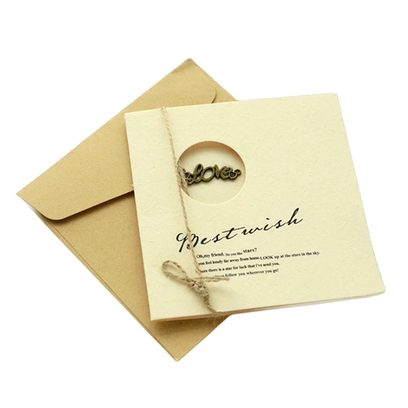 

1 Set Top Metal Retro Card Holiday Message Blessing Card New Year Christmas Card Wedding Party Invitation Card