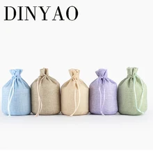 13x18 см Льняная сумка на шнурке, сумка для ювелирных изделий, индивидуальный логотип, Холщовый мешочек из мешковины, вечерние подарочные сумки для конфет с круглым дном