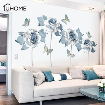 

Art Flower Butterfly Wall Sticker DIY Living Room Bedroom Home Decoration Removable Vinyl Mural Wallpaper
