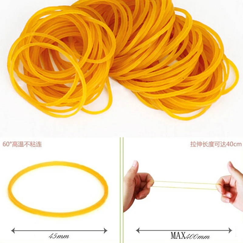 100pcs//pack Rubber Bands For School Office Household Package Anti-aging Rubber Ring Strong Elastic Yellow Color