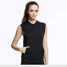 2017 Women Hooded Sport Shirts Yoga Tops Sleeveless Vest Fitness Running Clothes for Female Quick Dry Breathable Tank Tops S/M/L