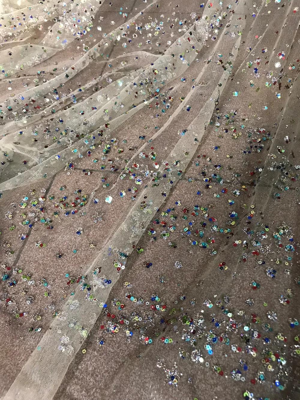 

Sat-11.1514 beaded glued glitter sequins lace fabric Hot selling African French net tulle Lace Fabric for party