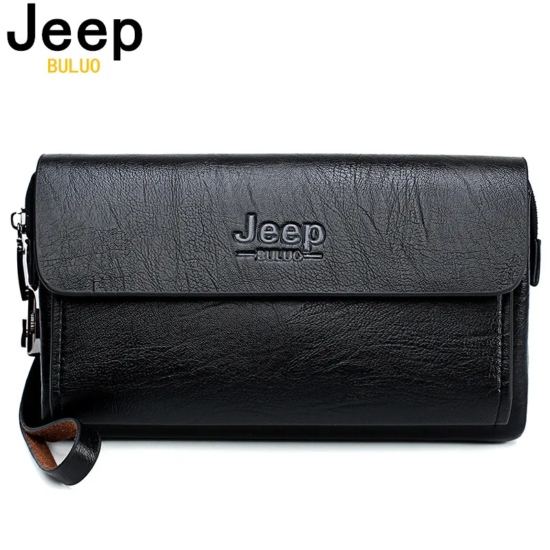  JEEP BULUO Luxury Brand Men's Handbag Day Clutches Bags For Phone and Pen High Quality Spilt Leathe - 32888677800