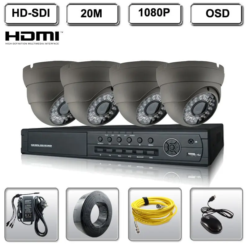

4CH HD-SDI DVR HDMI CCTV H.264 Surveillance Recorder Security Cameras System