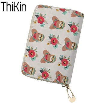 

THIKIN Women Card Bags Cute Sloth Printing Business ID Card Holders Ladies Clutch Travel Card Cases for Female Credit Card Cover