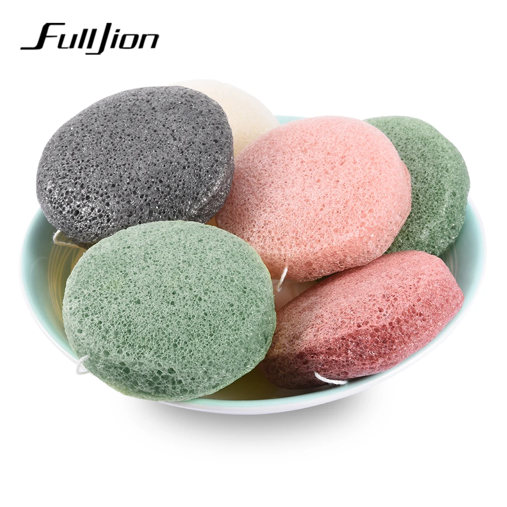 Круглая губка Fulljion Konjac косметическая для очистки лица натуральный спонж Конняку