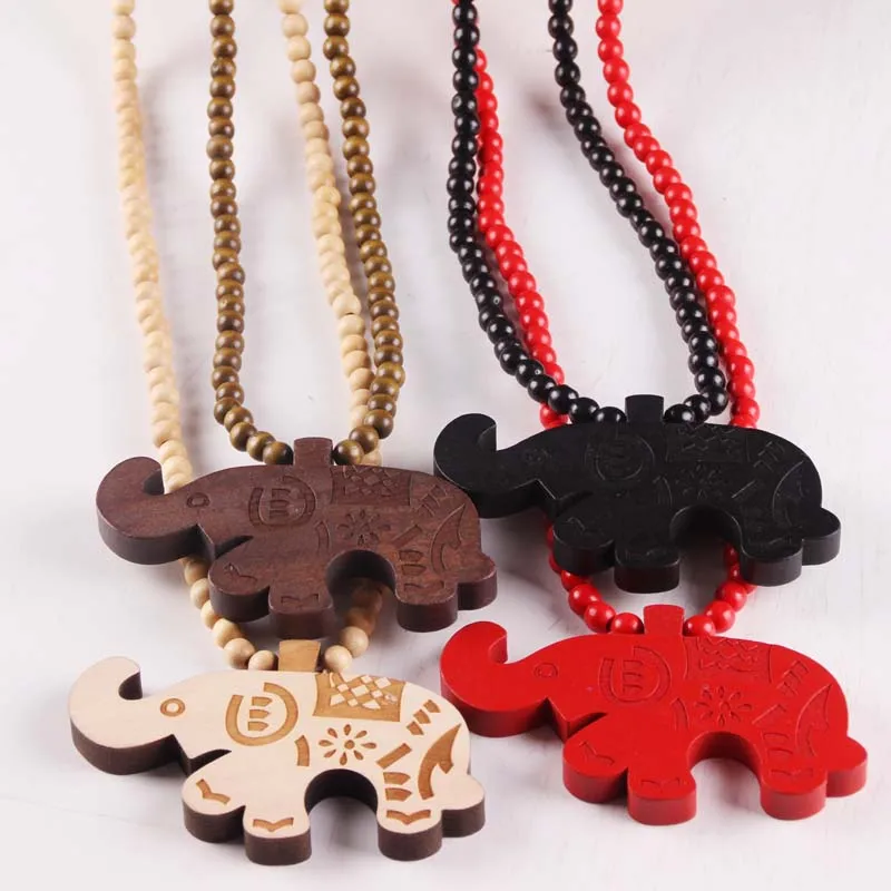Wood Elephant Necklace Good Wood Hip Hop Wooden Fashion