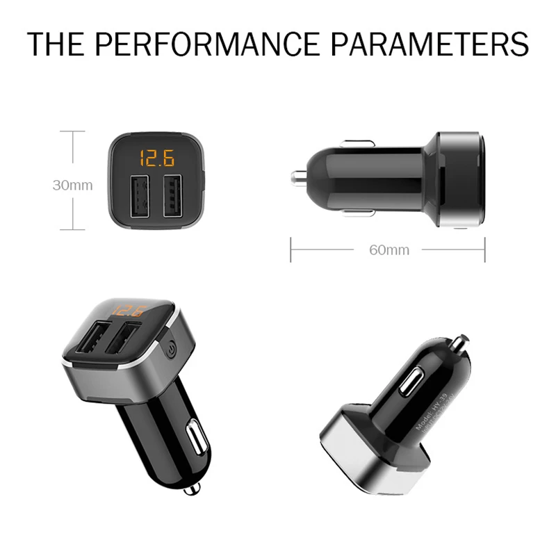 Двойной USB Автомобильное Зарядное устройство Quick Charge цифровой светодиодный Напряжение Дисплей Авто быстрой зарядки автомобильного прикуривателя с независимым переключателем