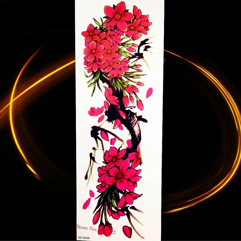 

Long Lasting Water Transfer Temporary Tattoo Stickers Plum Blossom Flower Arm Waterproof Fake Flash Tattoo Paste Men Women Girl