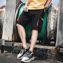 Новинка, летние мужские шорты Карго с несколькими карманами, эластичная резинка на талии, для улицы, в стиле панк, в стиле хип-хоп, повседневные шорты для бега, Прямая поставка размера плюс