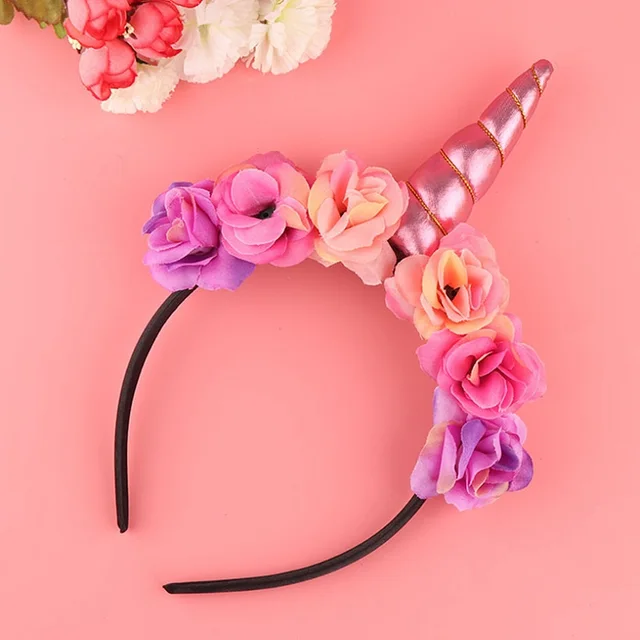 Rainbow Unicorn Horn Hairband Kids Chiffon Unicorn Headband Glitter