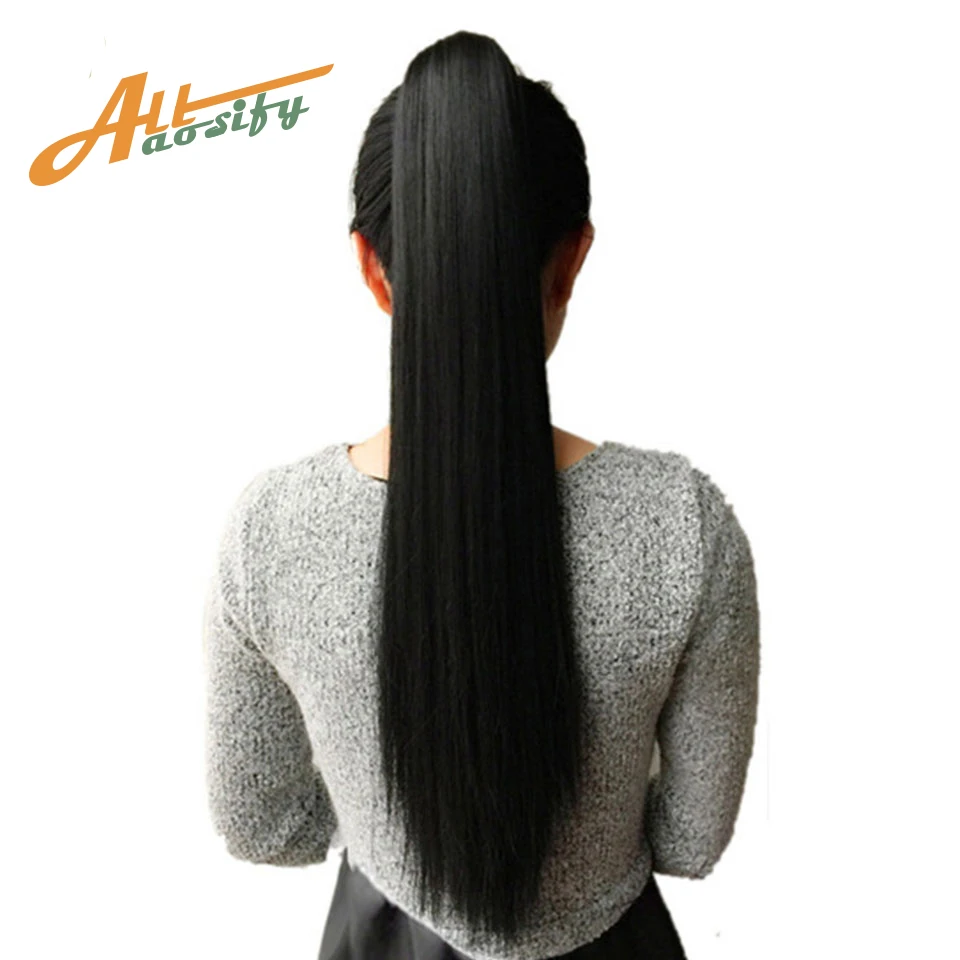 Все 2" длинные черные синтетические конский хвост длинные волосы натуральные накладные волосы хвост шиньоны женские прически термостойкие искусственные волосы