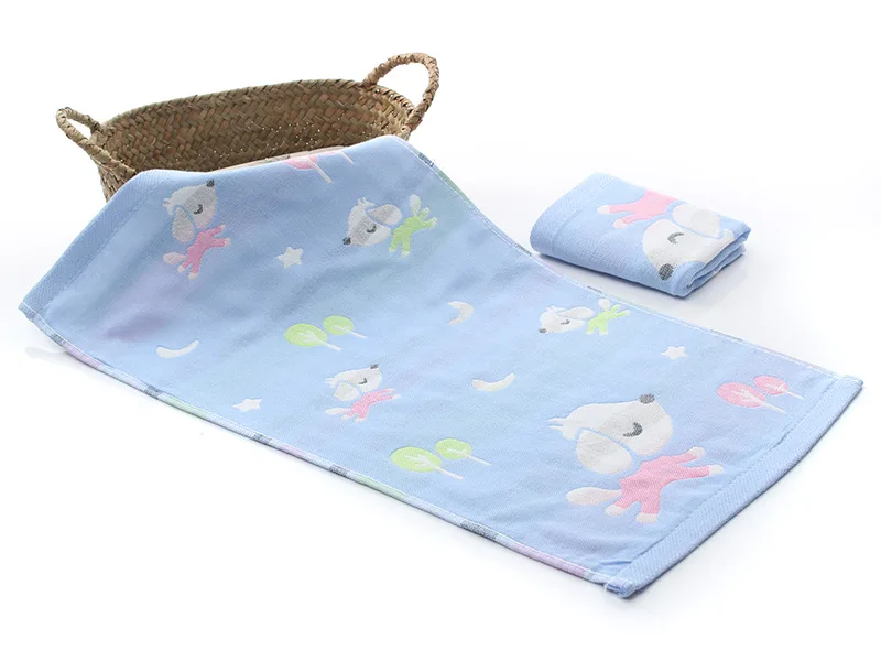 26*50cm High Quanlity Baby Towel Cartoon Babys Washcloth Handkerchief Kids Feeding Wipe Cloth Three-layer Cotton Gauze Towels