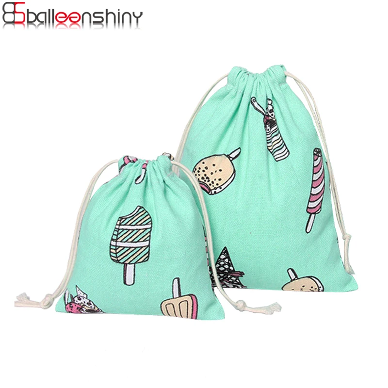 BalleenShiny S M Cotton Linen font b Drawstring b font Storage font b Bags b font